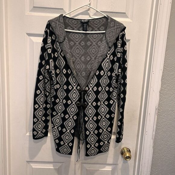 Wrangler Retro Women’s Aztec Southwestern Rodeo Black White Cardigan Size Medium - Picture 1 of 10